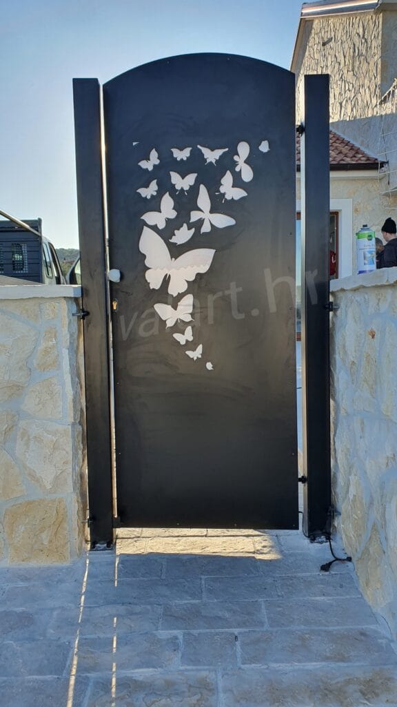 Lasersko rezanje dvorišna vrata dizajn leptiri