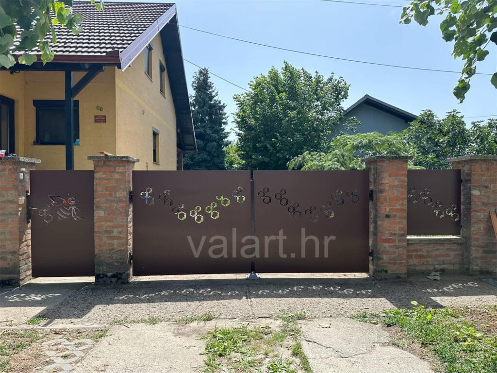 Lasersko rezanje dvorišna vrata dizajn pčele bees med honey