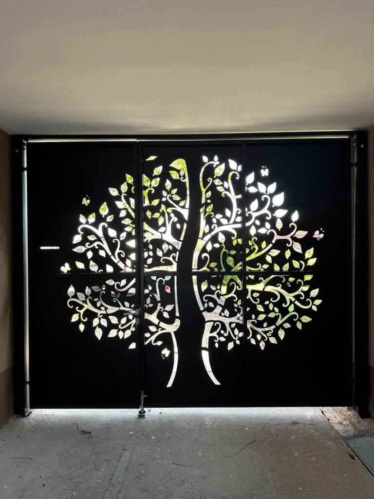 Lasersko rezanje dvorišna vrata dizajn drvo