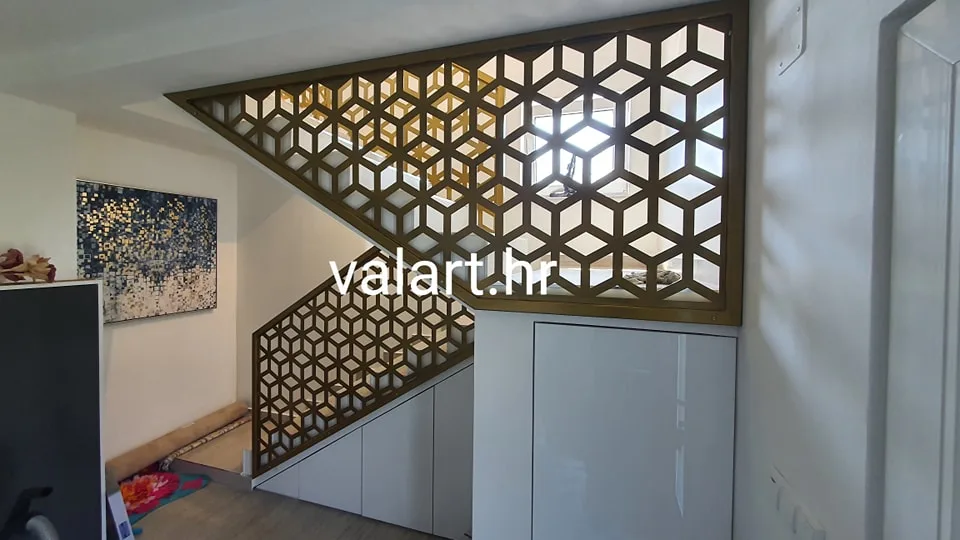 unutarnja metalna ograda dizajn geometrijski stubište žuta u boji